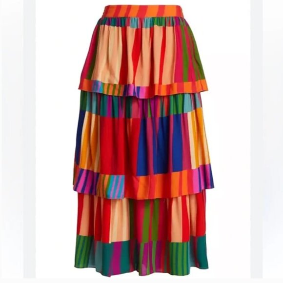 Farm Rio Sunset Stripe Midi Skirt - Size Small NWT - Picture 1 of 4